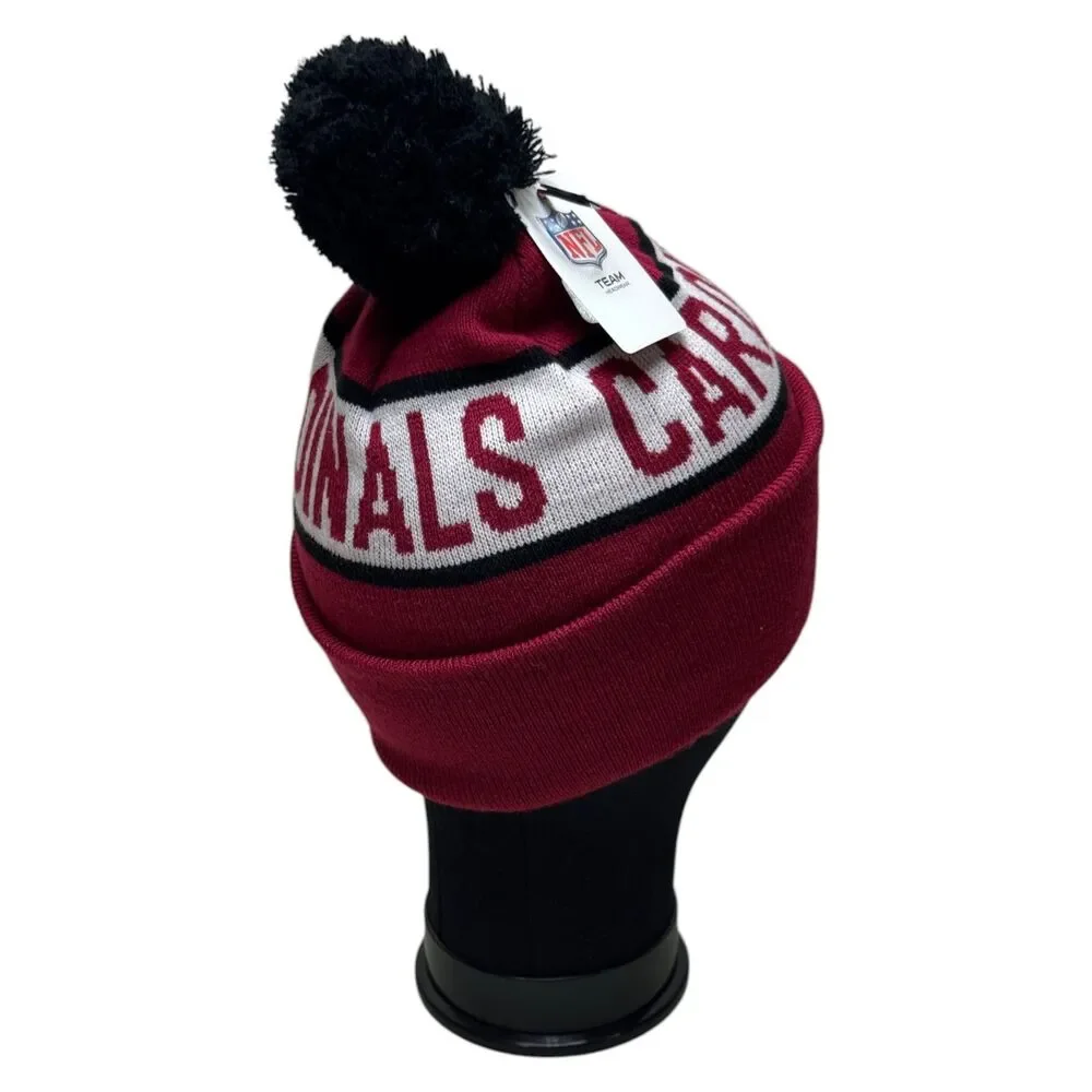 Arizona Cardinals NFL Mens Logo Repeat Cuffed Knit Pom Beanie Hat Red Black OSFM